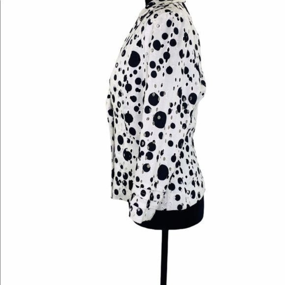 VNTG Tailored Jacket Designer ALBERTO MAKALI Linen 3/4 Sleeve Embroidered Eyelet - Picture 6 of 12